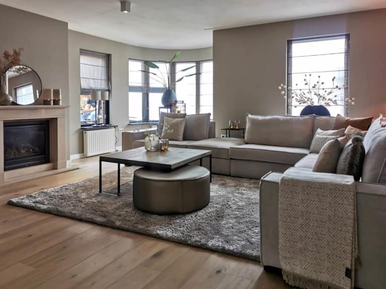 COMHOMA 105 inch modulaire bank met diepe zitting, L-vormige bank met brede armleuningen, corduroy, schuim met hoge dichtheid, chaise longue voor de woonkamer, geen montage nodig, beige